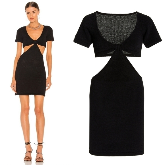 New Cult Gaia Billie Signature Cutout Detail Knit Black Mini Dress NWT Large - Picture 4 of 16